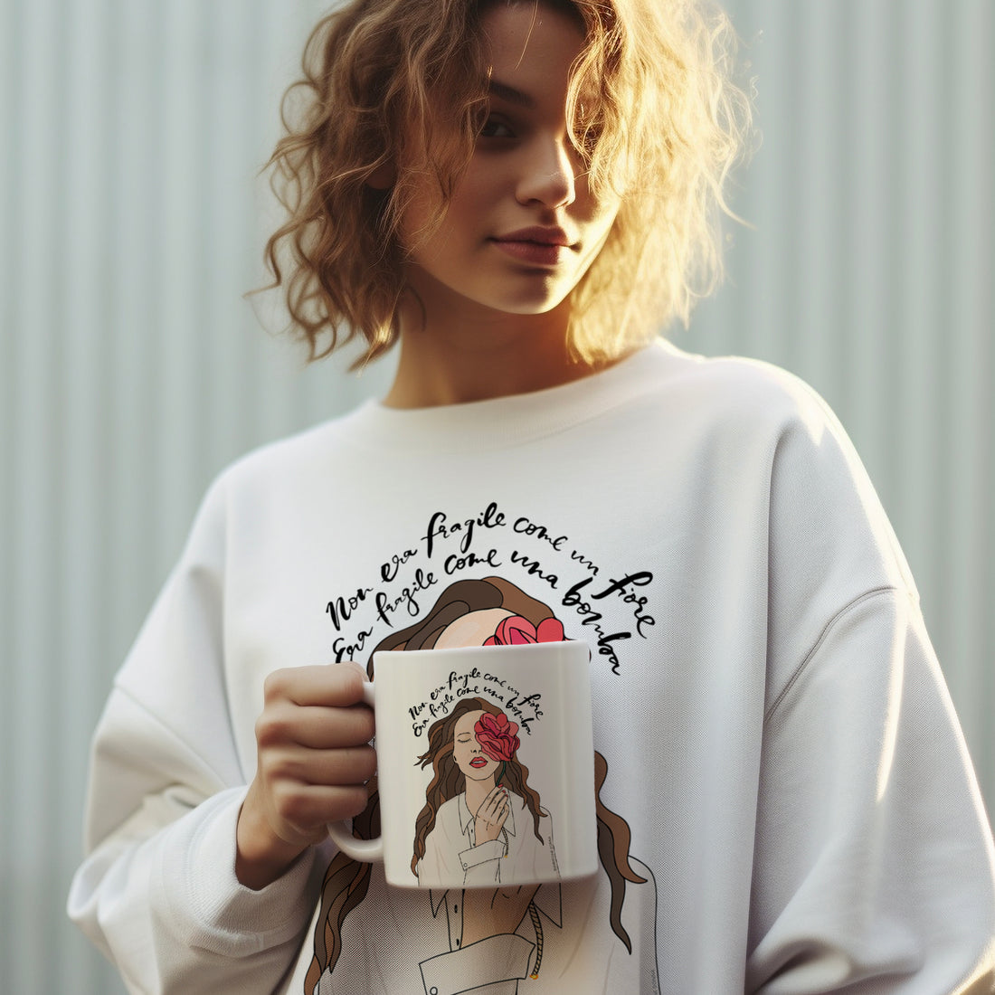 Felpa classica girocollo - Non era fragile come un fiore