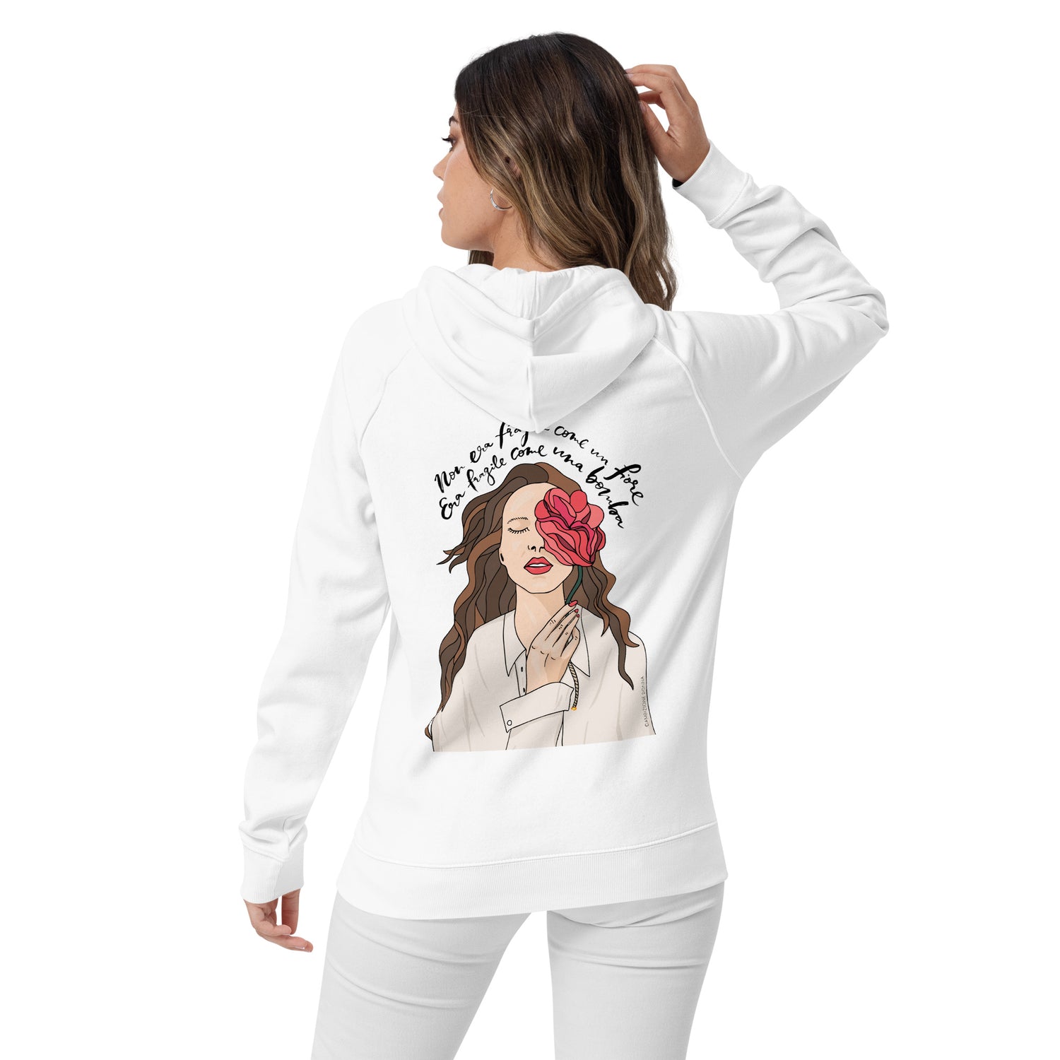 Felpa eco raglan con cappuccio - Non era fragile come un fiore