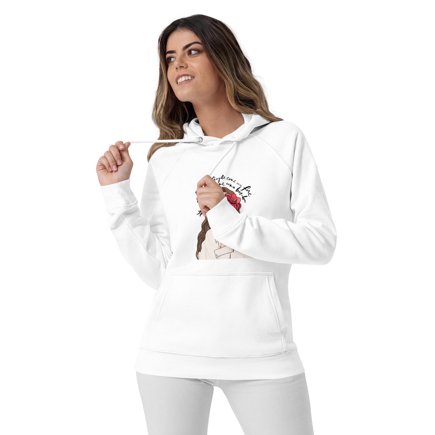 Felpa eco raglan con cappuccio - Non era fragile come un fiore